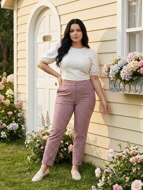Susan Graver Weekend Premium Stretch Gingham Print Pant XLT